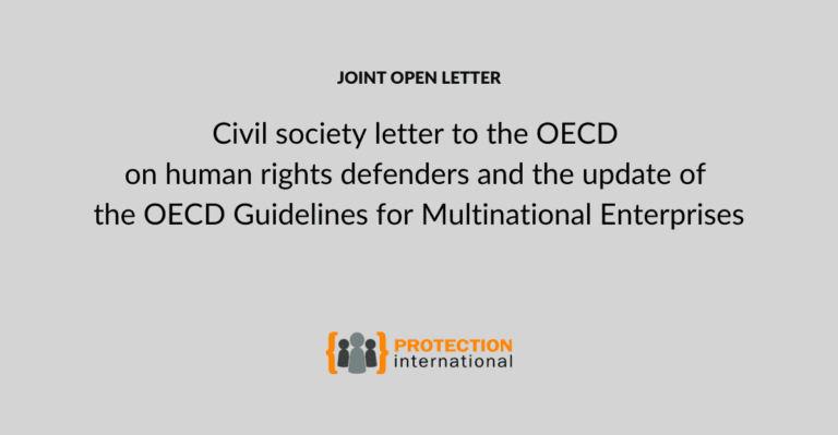 Civil society letter to the OECD on human rights defenders and the update of the OECD Guidelines for Multinational Enterprises
