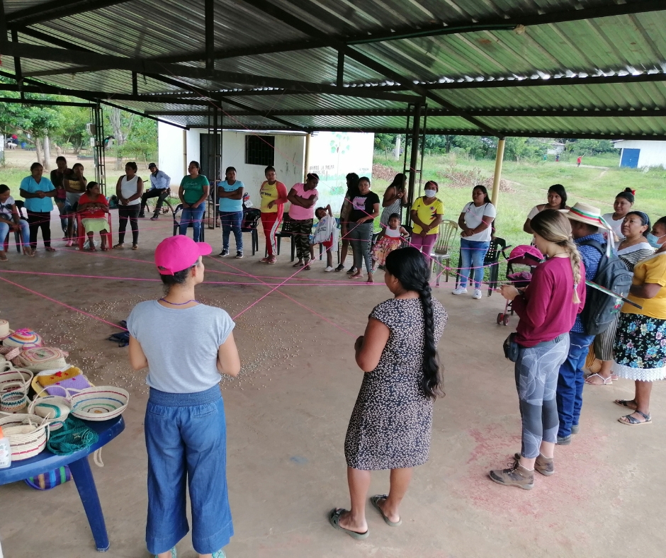 Women human rights defenders from Colombia carry out a group activity during a PI workshop